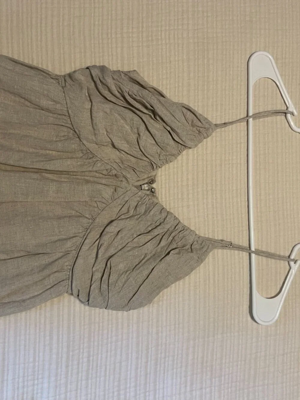 J. Crew Linen Gathered V Neck Tank Top